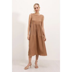Bigdart 2448 Zero Sleeve Long Knitted Dress - Biscuit