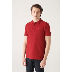 Avva Men's Burgundy 100% Egyptian Cotton Standard Fit Normal Cut 3 Button Polo Neck T-shirt