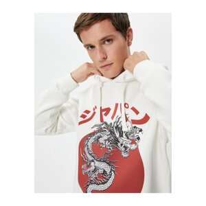 Koton Hooded Sweatshirt Asian Printed Relaxed Cut Long Sleeve