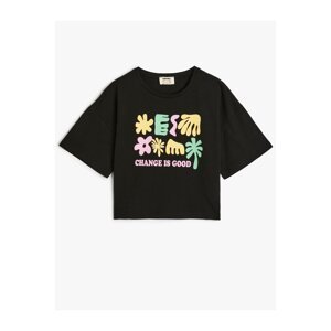 Koton T-Shirt Short Sleeve Crew Neck Cotton Slogan Printed