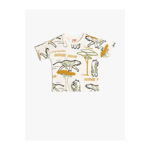 Koton T-Shirt Safari Themed Short Sleeve Cotton