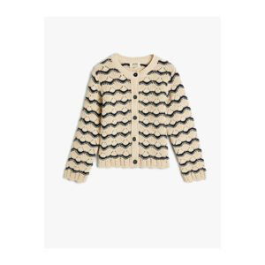 Koton Openwork Cardigan Round Neck Long Sleeve