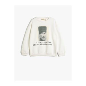 Koton Atatürk Printed Sweatshirt Long Sleeve Crew Neck Ribbed