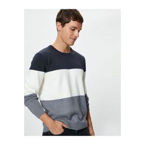 Koton Knitwear Sweater Crew Neck Color Block Long Sleeve