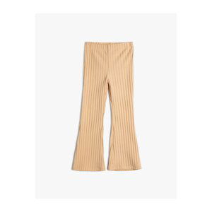 Koton Girls Ribbed Elastic Waist Flare Trousers