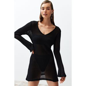 Trendyol Black Fitted Mini Knitwear Beach Dress