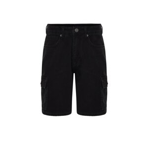 Trendyol Men's Black Regular Fit Cargo Pocket Denim Shorts