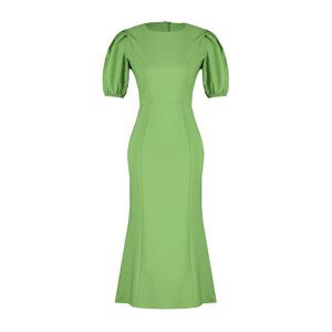 Trendyol Green Body Wrap Midi Woven Balloon Sleeve Dress