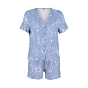 Trendyol Blue Galaxy Patterned Woven Pajamas Set