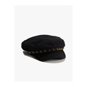 Koton Tweed Cap Hat with Metal Accessories
