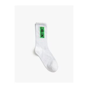 Koton Slogan Embroidered Socks