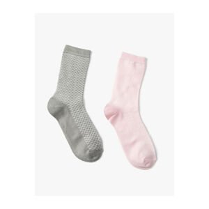 Koton Set of 2 Sock Socks Geometric Patterned Multicolor