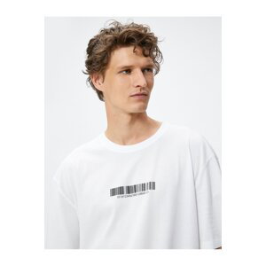 Koton Oversize T-Shirt Label Printed Crew Neck Cotton
