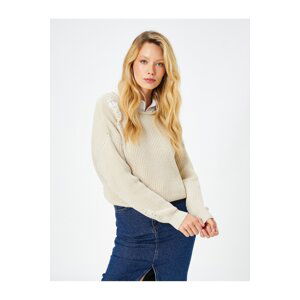 Koton Knitting Sweater With Openwork Long Sleeves Off the Shoulders