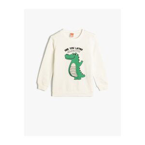 Koton Dinosaur Sweatshirt Crew Neck Long Sleeve Cotton