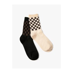 Koton Checkerboard Patterned Socks Set of 2 Multicolored