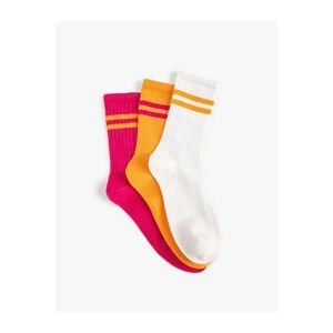 Koton College Socks Set 3-Piece Stripe Patterned Multicolor