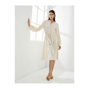 Koton Midi Shirt Dress Big Collar Long Sleeve Buttoned