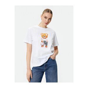 Koton Teddy Bear Printed T-Shirt Crew Neck Short Sleeve Cotton