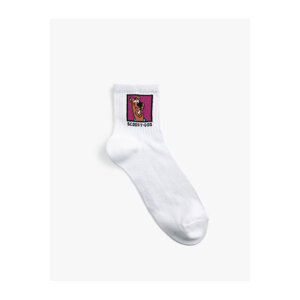 Koton College Crewneck Socks with Embroidery Detail.