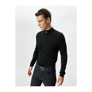 Koton Half-Zip Sweater High Neck Textured Long Sleeve