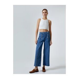Koton Wide Leg Jeans High Waist Buttoned Jeans - Sandra Jeans