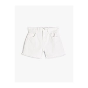 Koton Denim Shorts Tasseled Elastic Waist Pocket Cotton