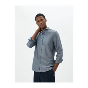 Koton Half Italian Collar Shirt Slim Fit Long Sleeve Buttoned