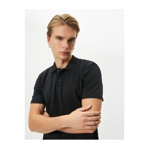 Koton Polo Neck T-Shirt Button Detailed Short Sleeve