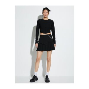 Koton Pleated Mini Skirt Chain Detailed Normal Waist