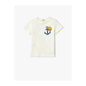Koton T-Shirt Anchor Printed Short Sleeve Crew Neck Cotton