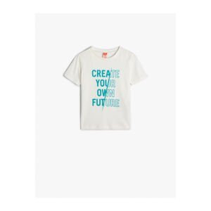 Koton T-Shirt Print Detailed Short Sleeve Crew Neck Cotton