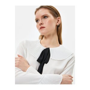 Koton Pleated Wide Collar Shirt Tie Detail Long Sleeve