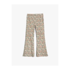 Koton Floral Flared Trousers with Elastic Waist