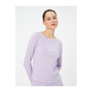 Koton Long Sleeve Pajama Top Crew Neck Textured Modal