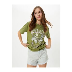 Koton Crew Neck T-Shirt Cotton Short Sleeve Printed