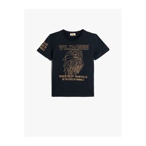 Koton T-Shirt Eagle Print Crew Neck Short Sleeve Cotton