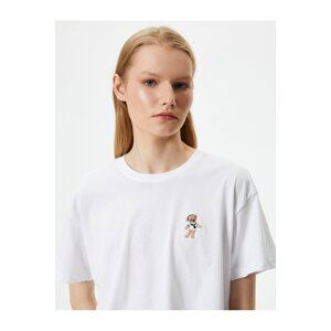 Koton Short Sleeve T-Shirt Crew Neck Embroidered Cotton