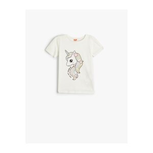 Koton T-Shirt Short Sleeve Crew Neck Unicorn Printed Cotton