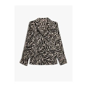 Koton Zebra Patterned Pajama Top Buttoned Long Sleeves with Pockets