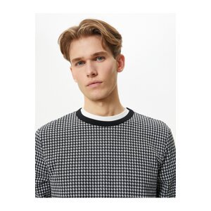 Koton Crew Neck Sweater Houndstooth Patterned Long Sleeve