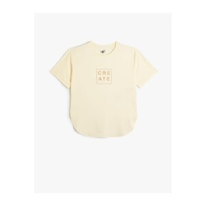 Koton Comfortable Fit Sports T-Shirt Print Detail Short Sleeve Crew Neck