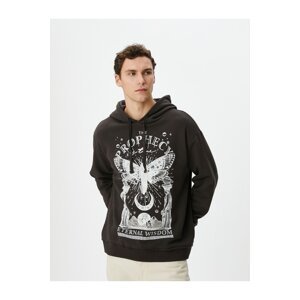 Koton Oversize Hooded Sweatshirt Mystical Printed Slogan