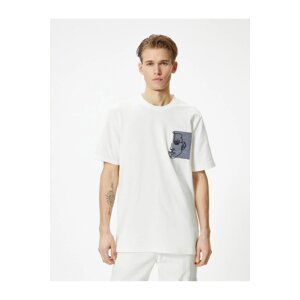 Koton Crew Neck Textured Fabric T-Shirt Embroidered Short Sleeve