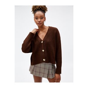 Koton Knitted Cardigan Buttoned V-Neck Long Sleeve