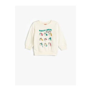 Koton Unicorn Sweatshirt Long Sleeve Crew Neck Raised Cotton