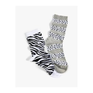 Koton Zebra Patterned 2-Pack Socks Set Multi Color