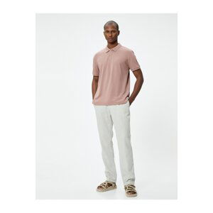 Koton Collar T-Shirt Buttoned Slim Fit Short Sleeve