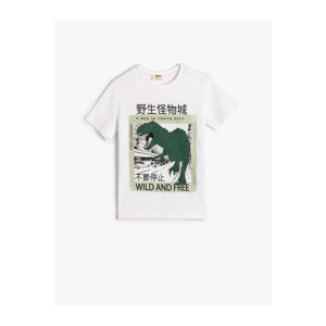 Koton T-Shirt Short Sleeve Dinosaur Print Crew Neck Cotton