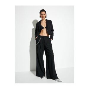 Koton Palazzo Trousers Wide Leg Normal Waist Chain Detail